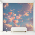 Floating Heart Balloons Mural Wallpaper — Sunset Sky Design Mural Wallpaper - room preview 02