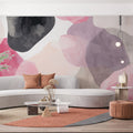 Abstract Collage Mural Wallpaper in Magenta and Charcoal Hues Mural Wallpaper - room preview 02