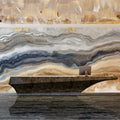 Agate Mineral Mural Wallpaper — Gold and Navy Fluid Art Mural Wallpaper - room preview 02