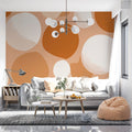 Abstract Pebble Mural Wallpaper — Warm Earthy Organic Tones Mural Wallpaper - room preview 02