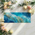 Coastal Fluid Art Mural Wallpaper — Teal and Gold Swirls Mural Wallpaper - room preview 02