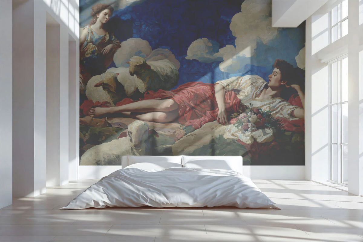 Pastoral Mythological Mural Wallpaper — Classic Baroque Oil Painting Mural Wallpaper - room preview 02
