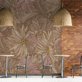 Muted Mauve Chrysanthemum Mural Wallpaper — Vintage Floral Sketch Mural Wallpaper - room preview 02