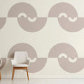 Minimalist Semicircle Wave Mural Wallpaper — Taupe and Off-White Mural Wallpaper - room preview 02