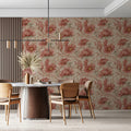 Victorian Botanical Mural Wallpaper in Muted Coral and Sand Mural Wallpaper - room preview 02