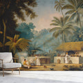 Tropical Explorer Landscape Mural Wallpaper — Vintage Art Style Mural Wallpaper - room preview 02