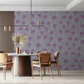 Floating Chrysanthemum Mural Wallpaper — Soft Violet Floral Mural Wallpaper - room preview 02