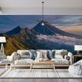 Volcanic Peak Mountain Mural Wallpaper — Cinematic Sunrise Scene Mural Wallpaper - room preview 02