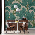 Acanthus Leaf Mural Wallpaper in Sage and Ochre Mural Wallpaper - room preview 02