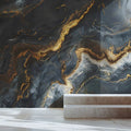 Obsidian and Gold Marble Mural Wallpaper — Contemporary Luxury Mural Wallpaper - room preview 02