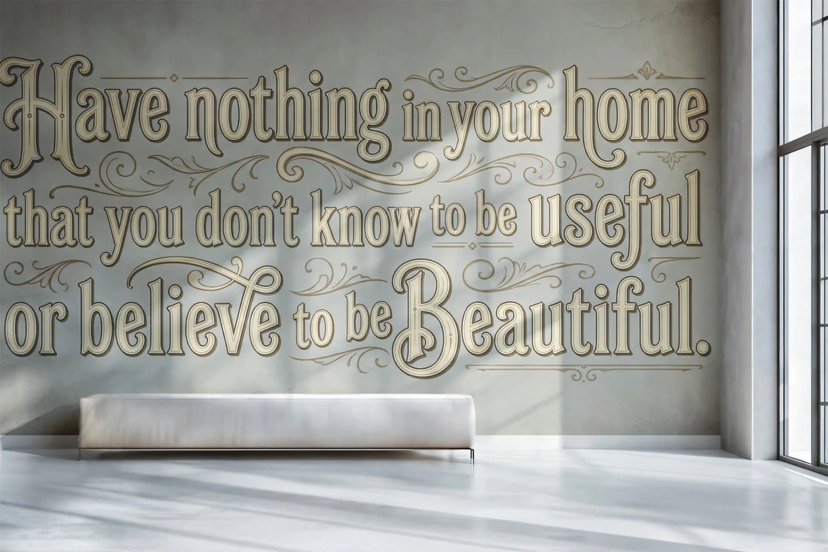 William Morris Quote Mural Wallpaper — Vintage Arts and Crafts Style Mural Wallpaper - room preview 02