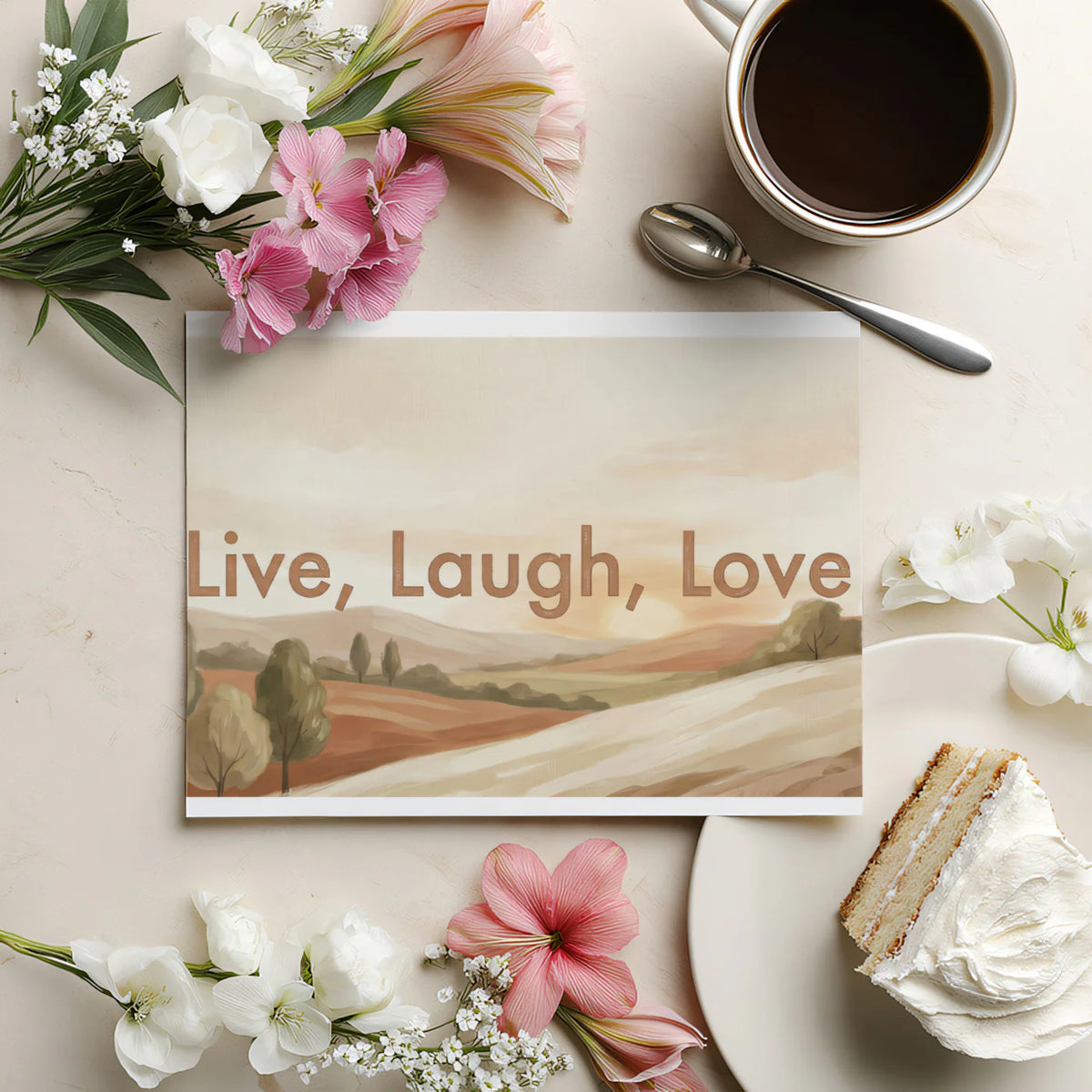 Sunrise Landscape Typography Mural Wallpaper — Earthy Text Mural Mural Wallpaper - room preview 02