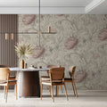 Vintage Peony and Acanthus Leaf Mural Wallpaper — Floral Heritage Mural Wallpaper - room preview 02