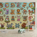 Animal Alphabet Whimsical Mural Wallpaper — Colorful Learning Decor Mural Wallpaper - room preview 02