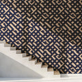 Navy Lattice Geometric Mural Wallpaper — Moroccan Inspired Decor Mural Wallpaper - room preview 02