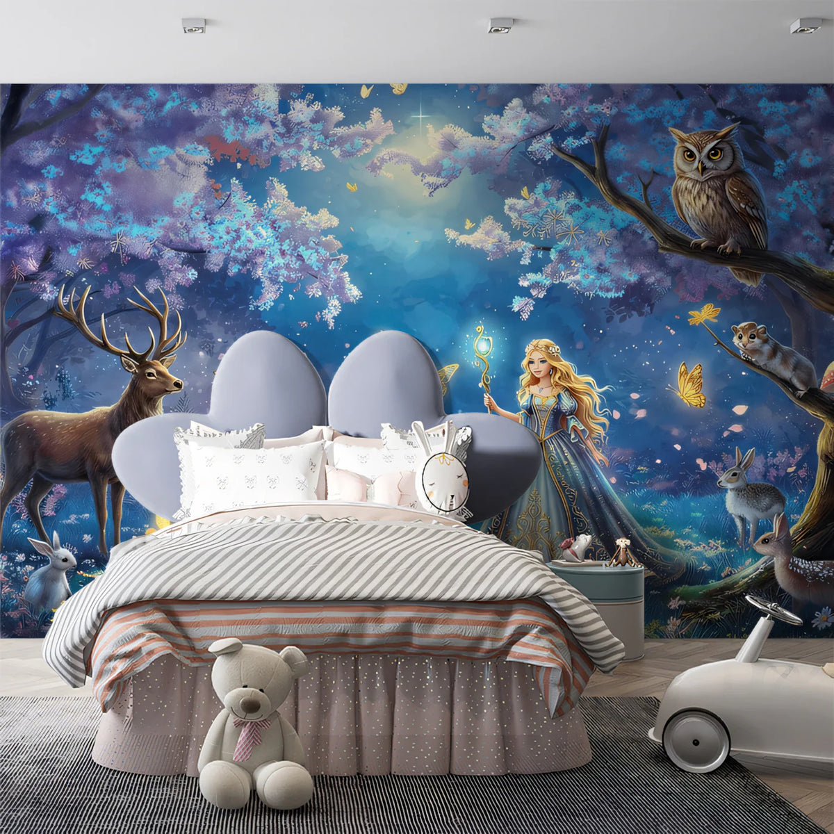 Enchanted Woodland Princess Mural Wallpaper — Whimsical Fantasy Scene Mural Wallpaper - room preview 02