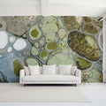 Fluid Cell Abstract Mural Wallpaper — Sage and Slate Organic Decor Mural Wallpaper - room preview 02