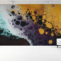 Fluid Teal and Gold Cell Mural Wallpaper — Modern Abstract Design Mural Wallpaper - room preview 02