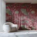 Vintage Chrysanthemum Mural Wallpaper — Ornate Botanical Bloom Mural Wallpaper - room preview 02