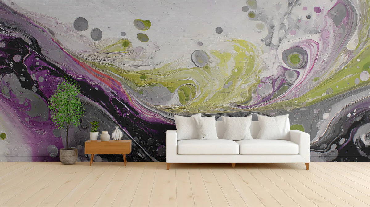 Fluid Motion Abstract Mural Wallpaper — Modern Artistic Statement Mural Wallpaper - room preview 02