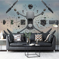 Drone Engineering Schematic Mural Wallpaper — Modern Tech Wall Decor Mural Wallpaper - room preview 02