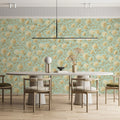 Cream Chrysanthemum Mural Wallpaper — Vintage Botanical Garden Mural Wallpaper - room preview 02