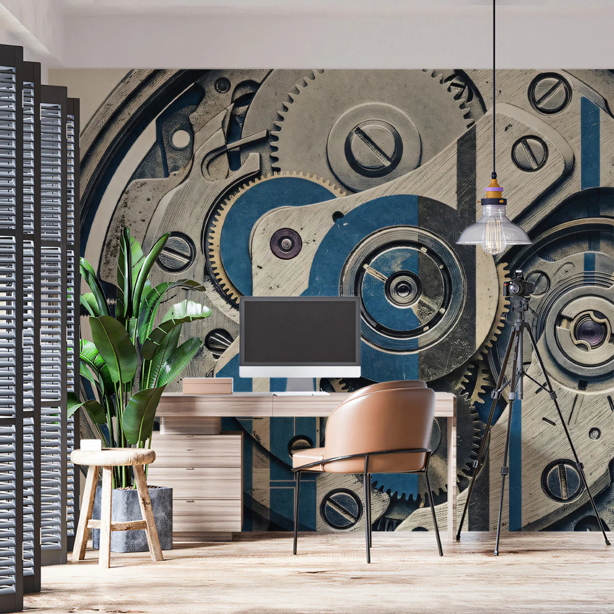 Mechanical Watch Movement Mural Wallpaper — Modern Industrial Art Mural Wallpaper - room preview 02