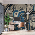 Mechanical Watch Movement Mural Wallpaper — Modern Industrial Art Mural Wallpaper - room preview 02