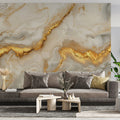 Gold Veined Marble Mural Wallpaper — Luxury Stone Interior Decor Mural Wallpaper - room preview 02