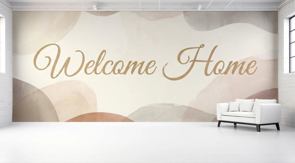 Abstract Watercolor Shapes Mural Wallpaper in Earthy Tones Mural Wallpaper - room preview 02