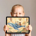 Floating Whale and Sky Castle Mural Wallpaper — Whimsical Storybook Mural Wallpaper - room preview 02