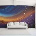 Fluid Wave Mural Wallpaper with Golden Accents and Rich Tones Mural Wallpaper - room preview 02