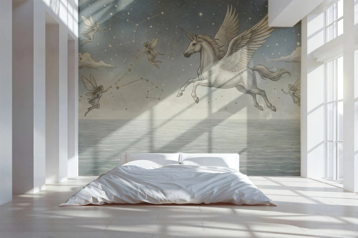 Winged Pegasus and Fairy Constellation Mural Wallpaper - room preview 02