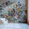 Hummingbird Burst Mural Wallpaper — Vibrant 3D Illusion Design Mural Wallpaper - room preview 02