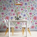 Watercolor Wildflower Meadow Mural Wallpaper — Whimsical Floral Mural Wallpaper - room preview 02