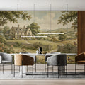 English Manor Pastoral Mural Wallpaper — Traditional Landscape Art Mural Wallpaper - room preview 02