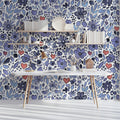Watercolor Floral and Heart Mural Wallpaper — Whimsical Design Mural Wallpaper - room preview 02