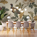 Pheasant and Heirloom Rose Mural Wallpaper in Heritage Palette Mural Wallpaper - room preview 02