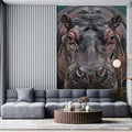 Impressionist Hippo Oil Painting Mural Wallpaper - room preview 02