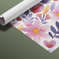 Watercolor Floral and Heart Mural Wallpaper — Soft Pastel Whimsy Mural Wallpaper - room preview 02