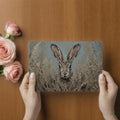 Rustic Hare Oil Painting Mural Wallpaper — Textured Nature Scene Mural Wallpaper - room preview 02