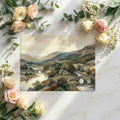 Countryside River Valley Mural Wallpaper — Watercolor Landscape Mural Wallpaper - room preview 02