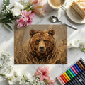 Grizzly Bear Oil Painting Mural Wallpaper in Earthy Tones Mural Wallpaper - room preview 02