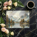 Alpine Lake Watercolor Mural Wallpaper — Scenic Mountain Landscape Mural Wallpaper - room preview 02