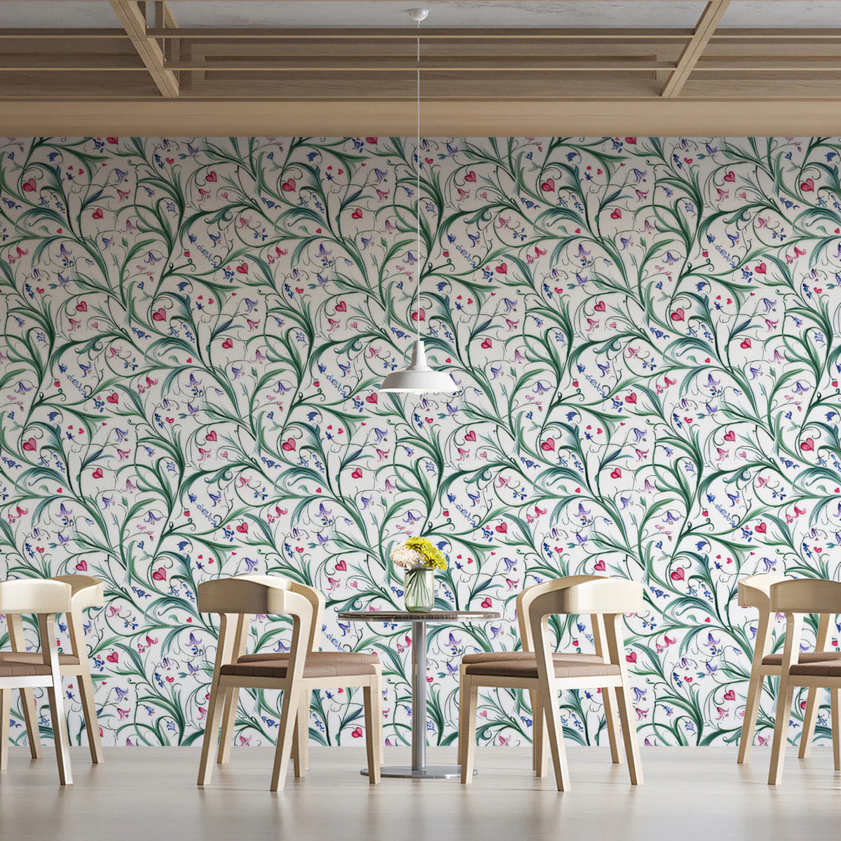 Art Nouveau Willow Vine Mural Wallpaper — Floral and Leaf Pattern Mural Wallpaper - room preview 02