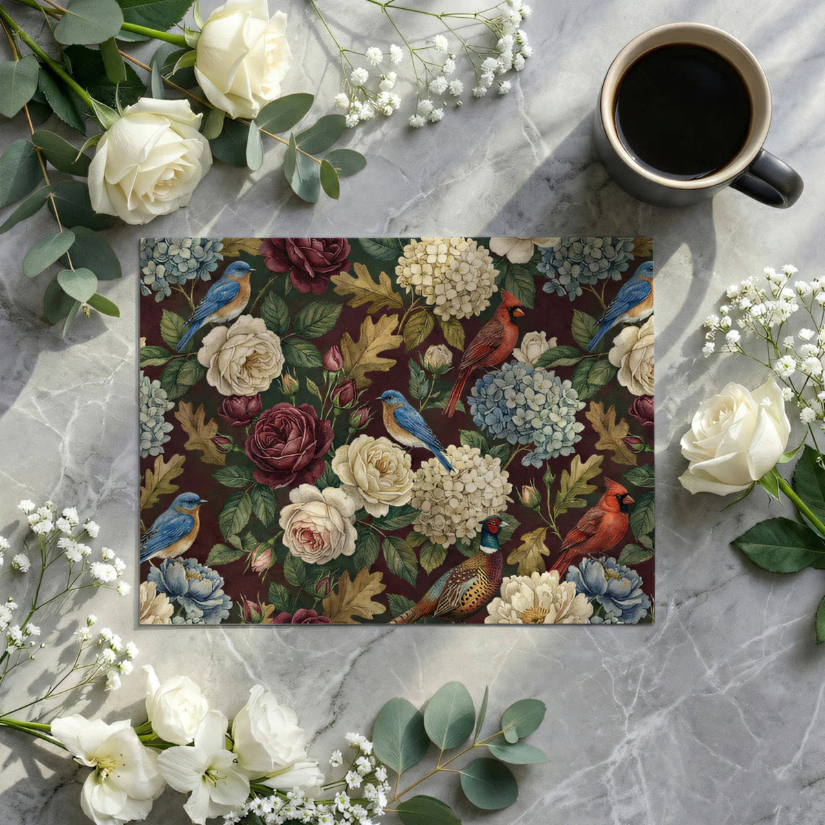 Vintage Botanical Garden Mural Wallpaper — Classic Floral Pattern Mural Wallpaper - room preview 02