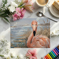 Flamingo Shoreline Oil Painting Mural Wallpaper - room preview 02