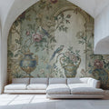 Renaissance Garden Arch Mural Wallpaper with Floral and Bird Motifs Mural Wallpaper - room preview 02