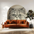 Cat Portrait Line Art Mural Wallpaper — Sophisticated Sketch Design Mural Wallpaper - room preview 02