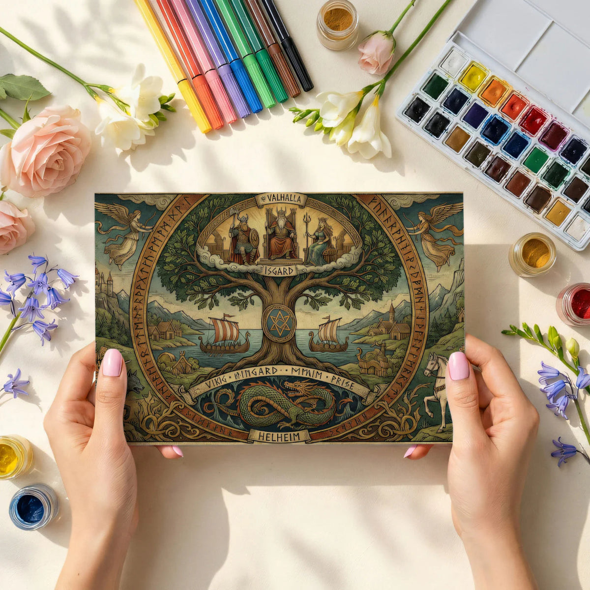 Norse Mythology Yggdrasil Mural Wallpaper — Artistic Heritage Mural Wallpaper - room preview 02